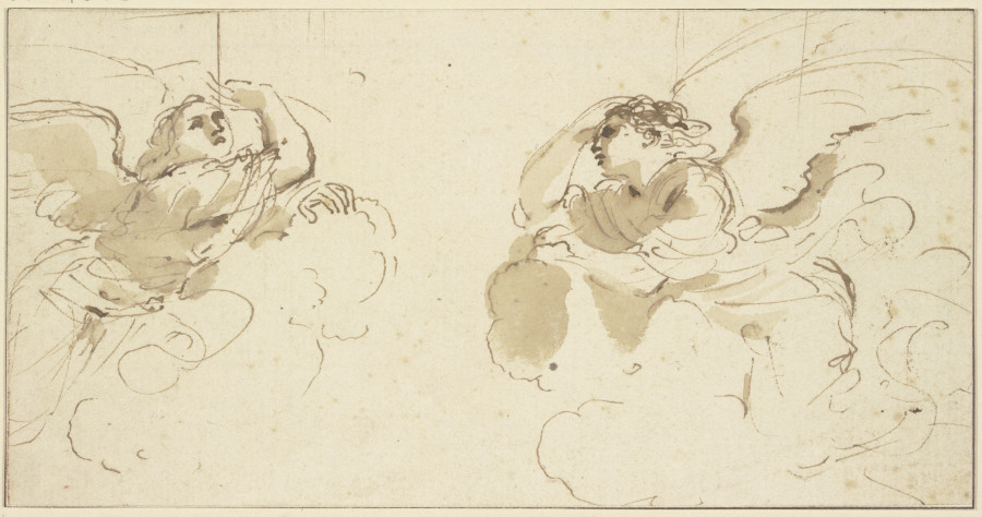 Zwei Engel in Wolken from Guercino (Giovanni Francesco Barbieri)