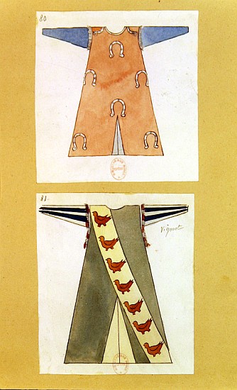 Costume designs for the role of Tannhauser in the opera ''Tannhauser'', from Richard Wagner