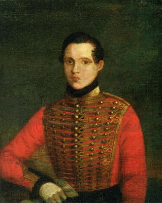 Portrait of the Poet Michail Lermontov, 1830s (oil on canvas) from A. Chelyshev