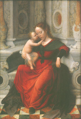 Thronende Madonna mit Kind in einer Nische from Adriaen Isenbrant