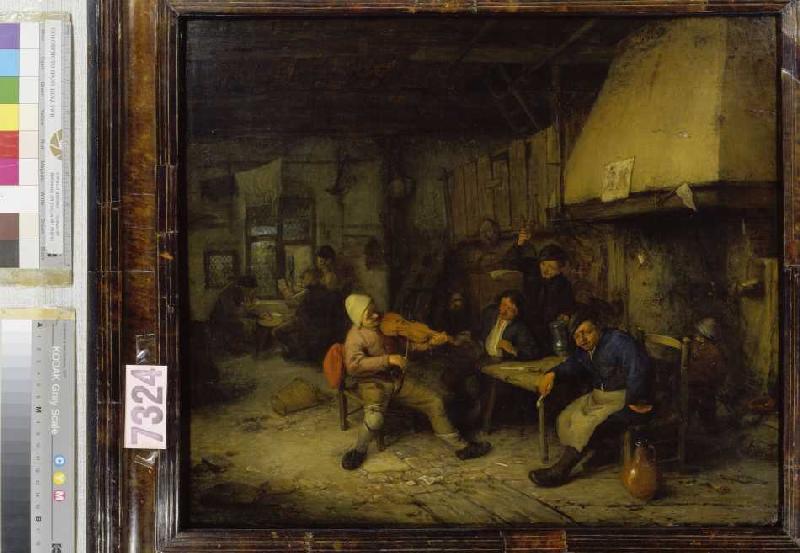 Geigenspieler und trinkende Bauern in einer Schenke from Adriaen Jansz van Ostade
