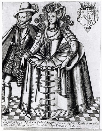 Robert Carr, Earl of Somerset and his wife Frances Howard; engraved by Renold Elstrack, c.1615-16 from (after) English School