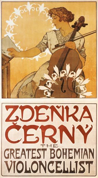 Plakat Zdenka Cerny - The Greatest Bohemian Violoncellist from Alphonse Mucha