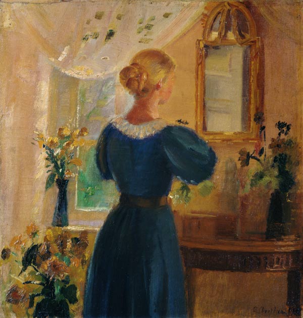 Frau vor dem Spiegel from Anna Ancher