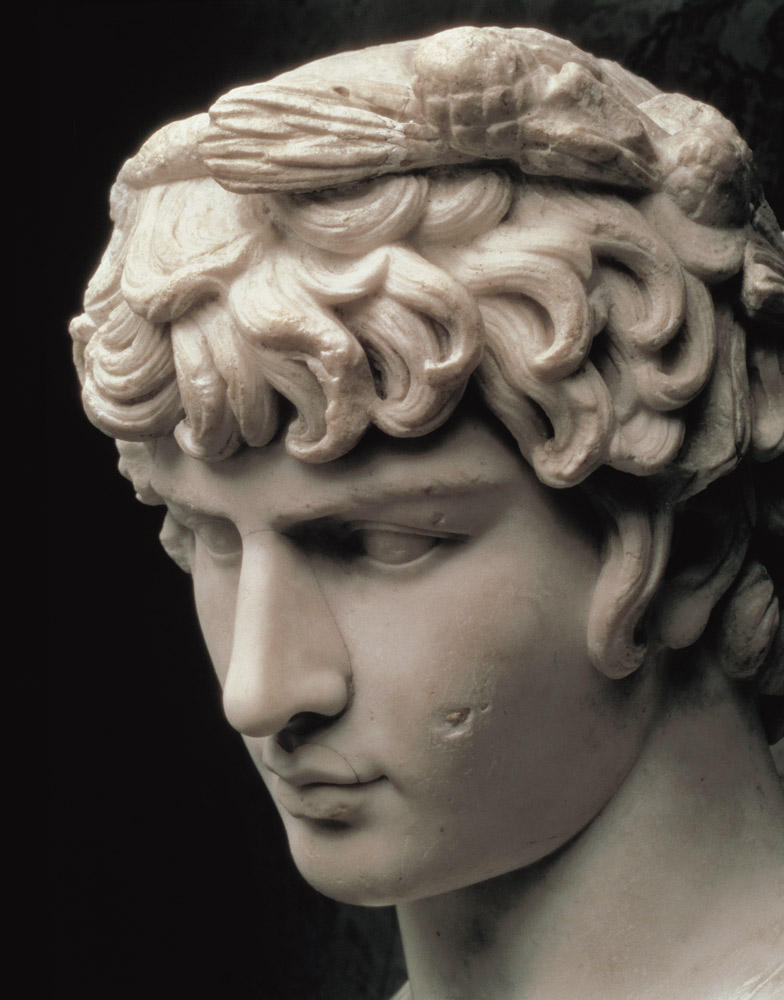 Portrait head of Antinous wearing the wreath of Dionysus, part of a statue from the villa of Emperor from Anonymous
