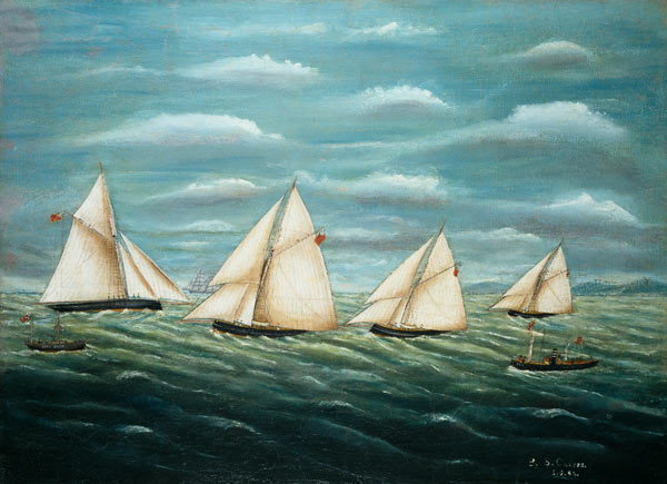 Regatta off the Long Sand Lightship, Primitive School from Anonymous