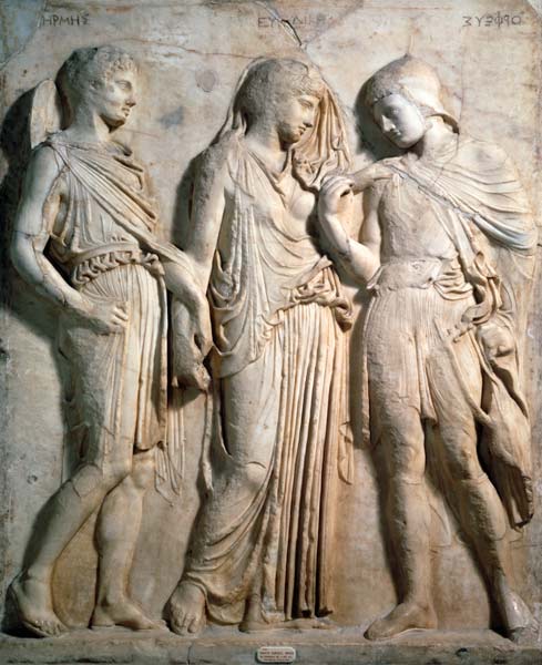 Hermes, Orpheus and Eurydice, relief from Anonymous