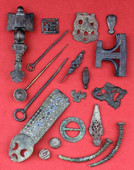 Collection of Anglo-Saxon, Viking and Celtic antiquities including Anglo-Saxon cruciform brooches an from Anonymous