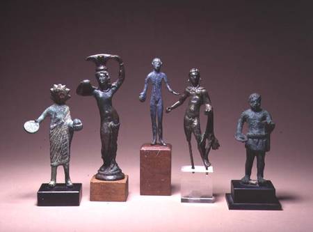 Collection of Etruscan antiquities including a figure of Hercules and a patera handle in the form of from Anonymous