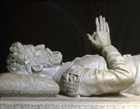 Detail from the tomb of the poet Luiz Vaz de Camoens (c.1524-80) (stone carving) from Anonymous