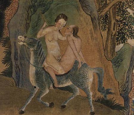 Erotic depiction of lovers on a trotting horse from Anonymous