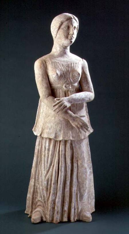 Figure of a female wearing a peplos belted at the waist, Greek,from Southern Italy from Anonymous