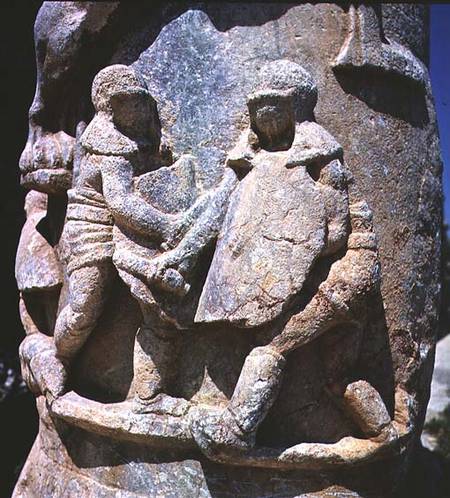 Gladiators carved  relief on a column from Anonymous