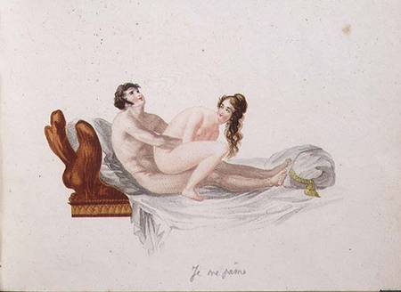 Illustration from "Les Extases de l'Amour (hand-coloured aquatint) from Anonymous
