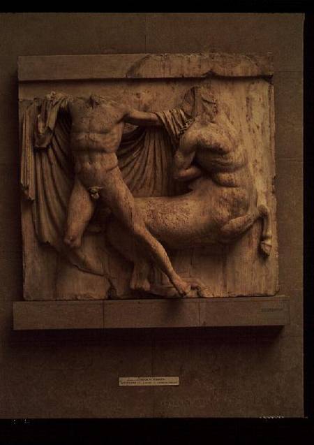 A Lapith killing a Centaurmetope XXVII from the south side of the Parthenon from Anonymous