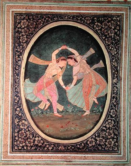 Pair of dancing girls performing a Kathak danceMughal from Anonymous
