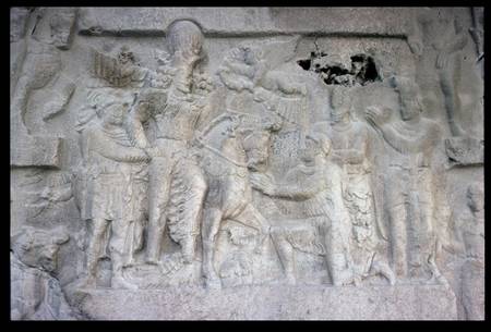 Rock relief depicting the Sassanian King Shapur I (241-72) the Roman Emperor Valerian (c.240-260) an from Anonymous