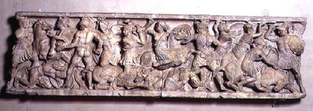 Side of a sarcophagus depicting the battle between the Greeks and the AmazonsRoman from Anonymous