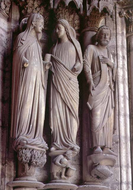 The Visitationcolumn statues from the east portal (Adoration doorway) of the north transept from Anonymous