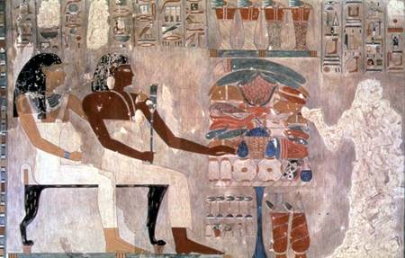 Wall painting from the tomb of Rekhmire, Thebes, depicting offerings to Rekhmire from Anonymous