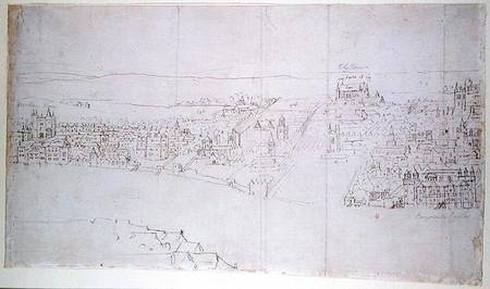 Durham House to Barnard's Castle, from 'The Panorama of London' from Anthonis van den Wyngaerde