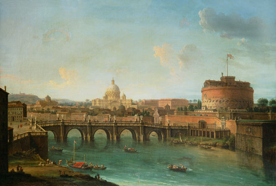 Ansicht von Rom mit dem Tiber, der Engelsburg und St. Peter from Antonio Joli
