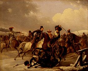 Kosaken überfallen eine französische Einheit. from August Joseph Desarnod d.Ä.
