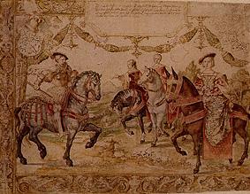 Johann Graf von Nassau mit seiner Gemahlin, sowie seiner Schwester und Schwägerin zu Pferde from Barent van Orley