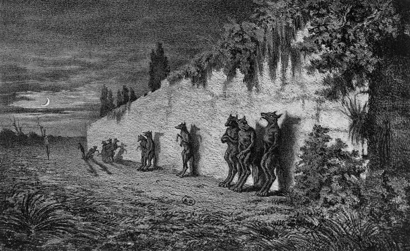 Werewolves, illustration for 'Legendes Rustiques' by George Sand (1804-76) 1858 (litho) from Baron Dudevant Jean Francois Maurice Sand