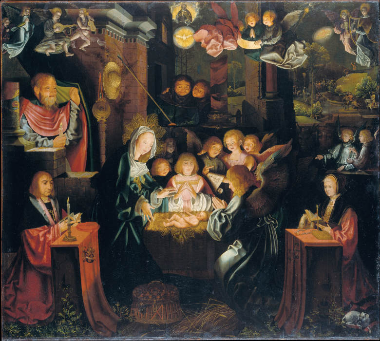 Geburt Christi mit den Stiftern Peter von Clapis (1480–1551) und Bela Bonenberg (gest. 1528) from Barthel Bruyn d. Ä.