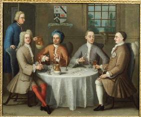 Gruppenbild mit Sir Thomas Sebright, Sir John Bland und zwei Freunden