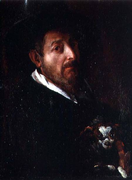 Self Portrait with a Dog from Bernardino Barbatelli Poccetti