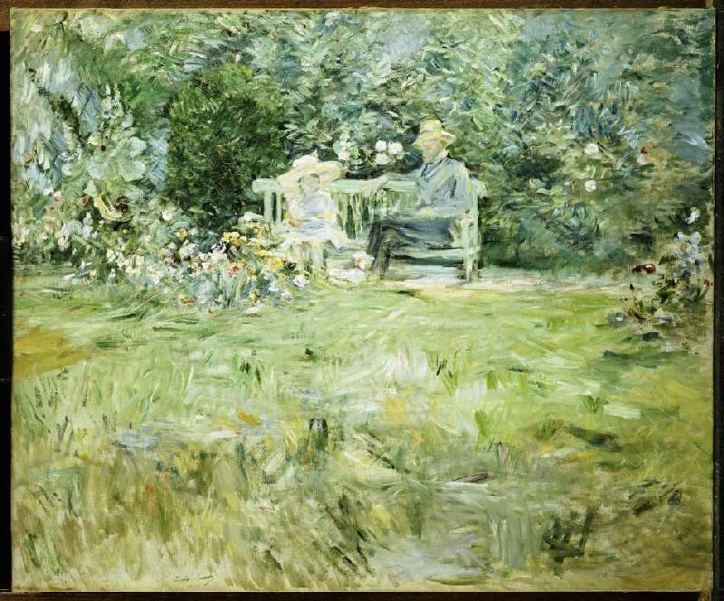 Grossvater und Kind auf der Gartenbank from Berthe Morisot