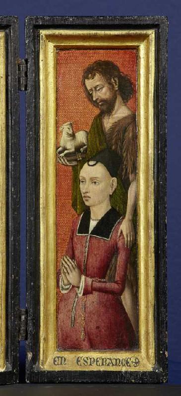 Bildnis Johanna de Keysere mit Johannes dem Täufer (rechter Innenflügel zu Bildnummer 20296) from Brügger (?) Meister