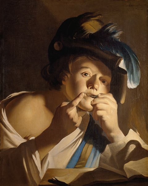 Young man with jew's harp from called Dirk Baburen