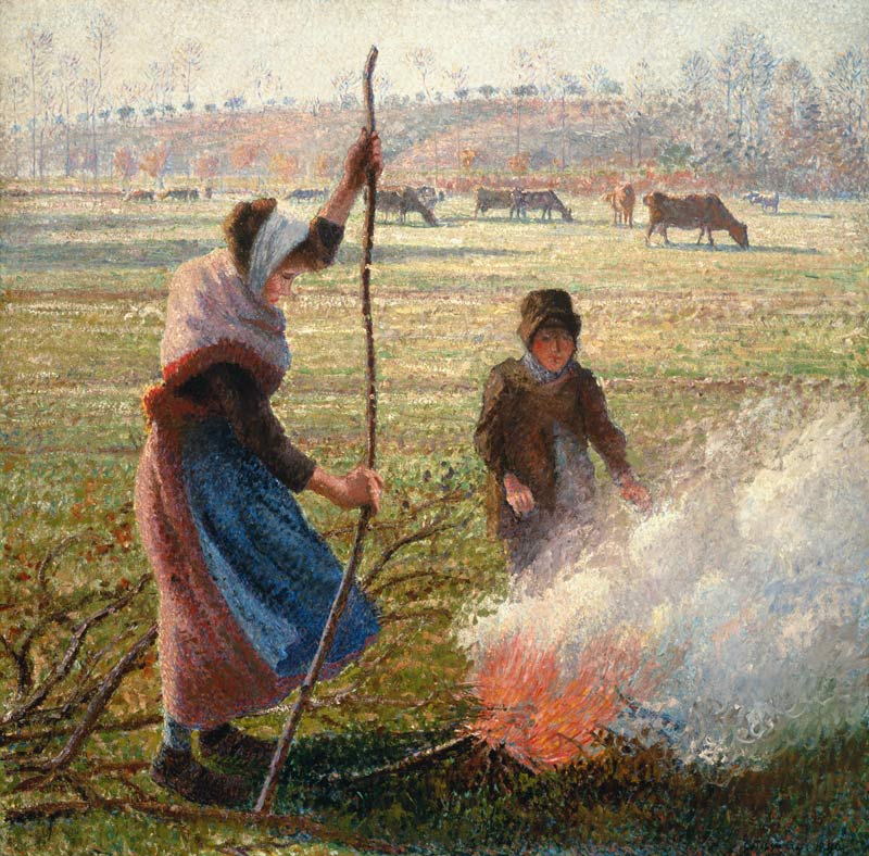 Bauersfrau beim Verbrennen von Ästen from Camille Pissarro