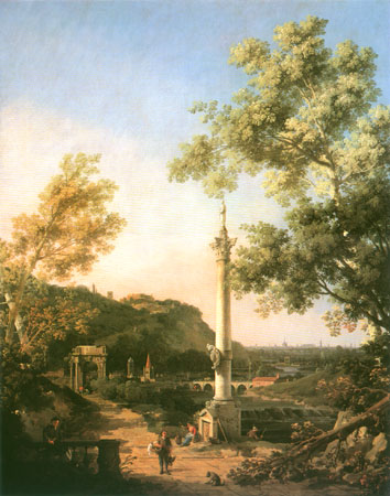 Capriccio: River Landscape with a Column from Giovanni Antonio Canal (Canaletto)