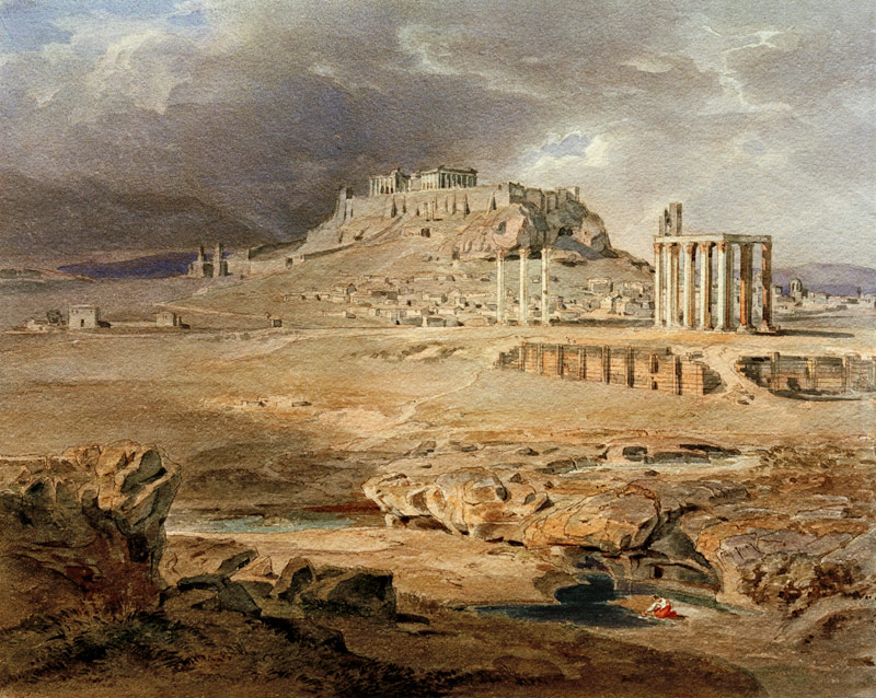 Akropolis und Olympieion, Athen from Carl Anton Joseph Rottmann