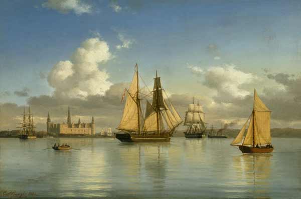 Sailing Vessels off Kronborg Castle, Sweden from Carl Emil Baagoe