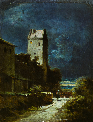 Nächtliche Landschaft mit Nachtwächter from Carl Spitzweg