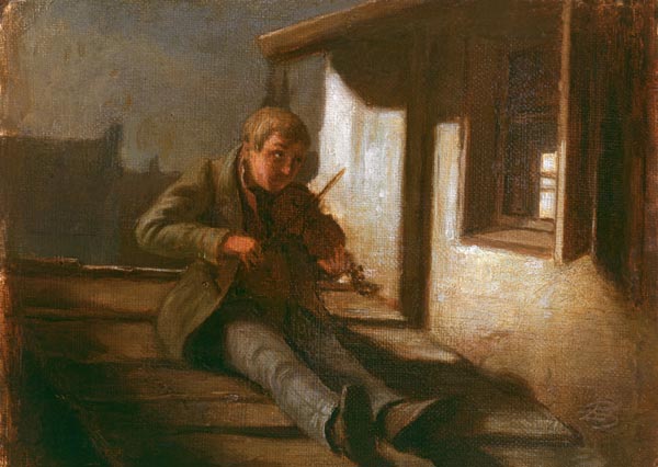 Spitzweg / Fiddler on Roof / Painting from Carl Spitzweg