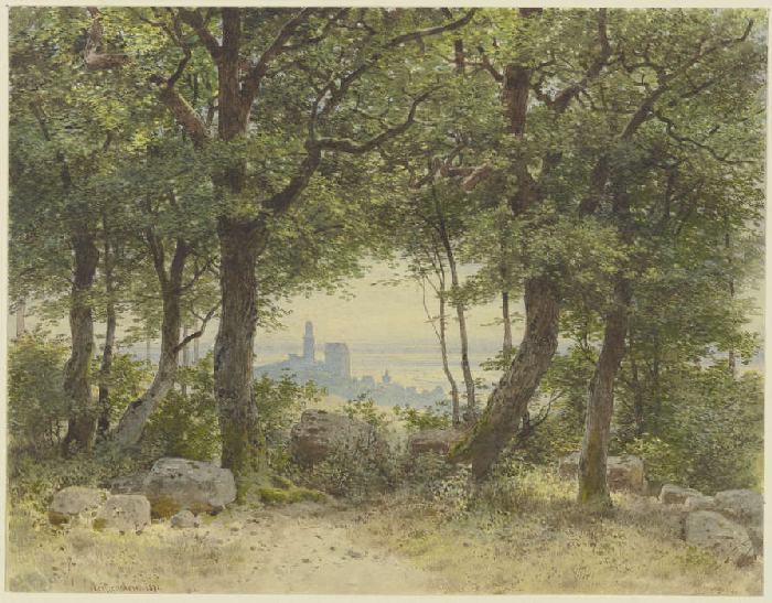 Ansicht von Kronberg mit weitem Blick in die Ferne vom Ausgang des Falkensteiner Waldes gesehen from Carl Theodor Reiffenstein