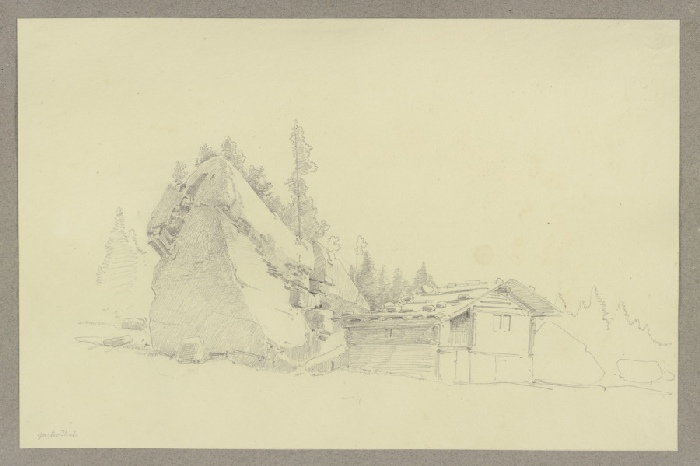 Hütte an einem Felsen im Gasteren-Thal from Carl Theodor Reiffenstein