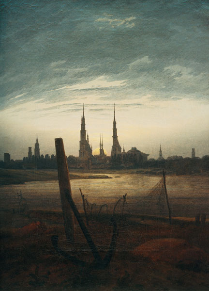 Stadt bei Mondaufgang from Caspar David Friedrich