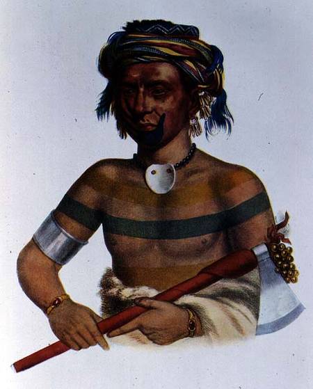 Shau-Hau-Napo-Tinia, an Iowa Chief, illustration from 'The Indian Tribes of North America, Vol.1', b from Charles Bird King