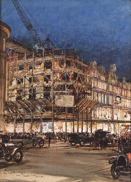 Construction of the New Building for Bourne and Hollingsworth, Oxford Street, London from Charles Edward Dixon
