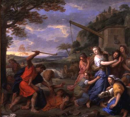 Moses defending the Daughters of Jethro (pair of 78386) from Charles Le Brun