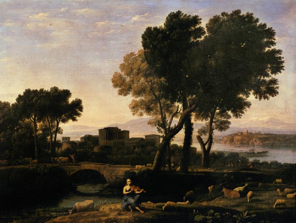 Landscape with Apollo guarding the Cattle of Admetus and Mercury stealing them from Claude Lorrain
