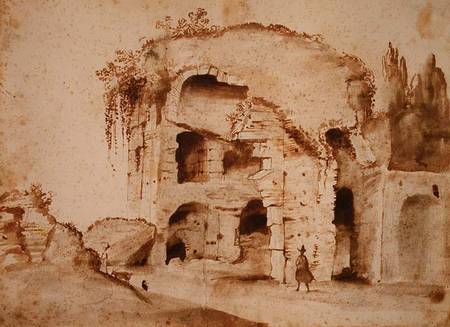A Ruin on the Palatine (ink & wash on paper) from Claude Lorrain