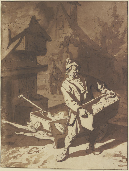 Der Ochsenhändler mit Schubkarren und Mulde from Cornelis Dusart